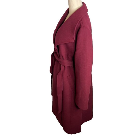 J.Crew Womens Belted Wool Blend Coat Burgundy Size 8 CD824 - Picture 2 of 8